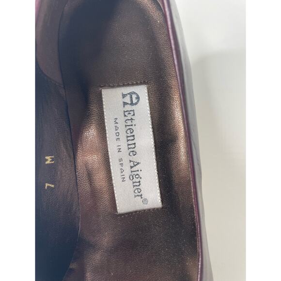 Etienne Aigner Danube Leather Slip On Mid Heel Dress Pumps Burgundy Womens Sz 7M - Picture 5 of 15